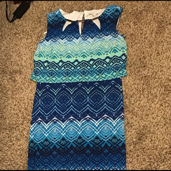 Sandra Darren Maxi Blue, Teal, Green Dress 👗 - Picture 5 of 13